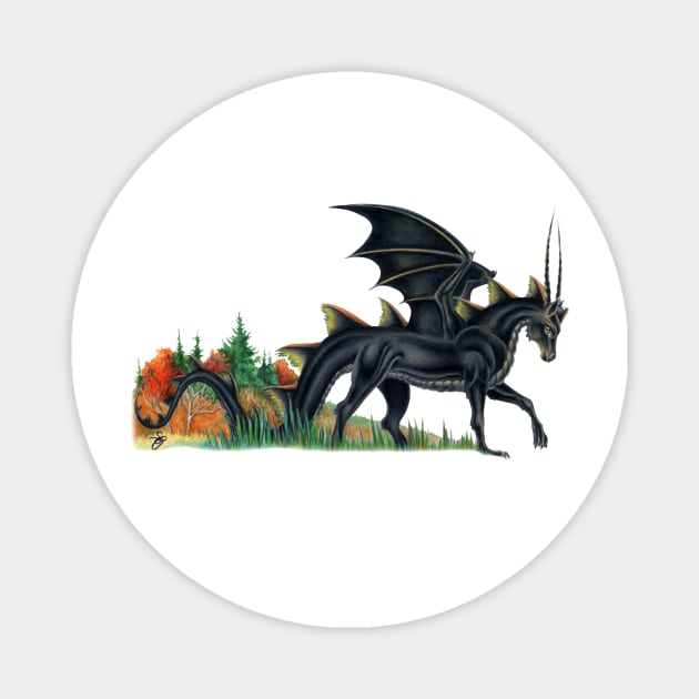 Gorgeous Black Horse Dragon Magnet by Sandra Staple